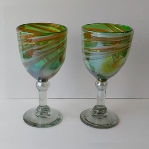 Handcrafted Swirled Glass Goblets (2)